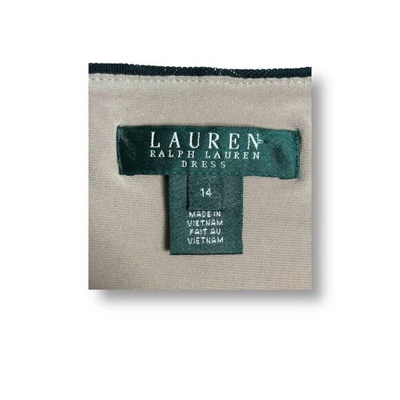 Lauren Ralph Lauren 14 Black Tan Lace Sequin Midi Dress Cocktail Party Formal - Picture 7 of 8